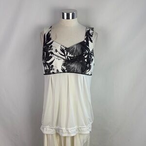 Lululemon Black White Floral Print Tank Top